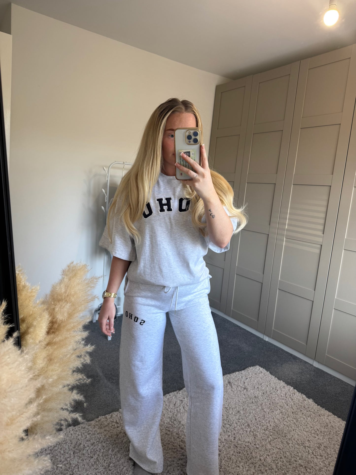 SOHO grey wide leg tracksuit bottoms & T shirt