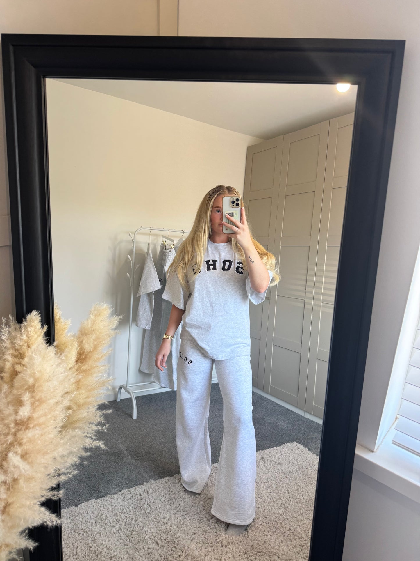 SOHO grey wide leg tracksuit bottoms & T shirt