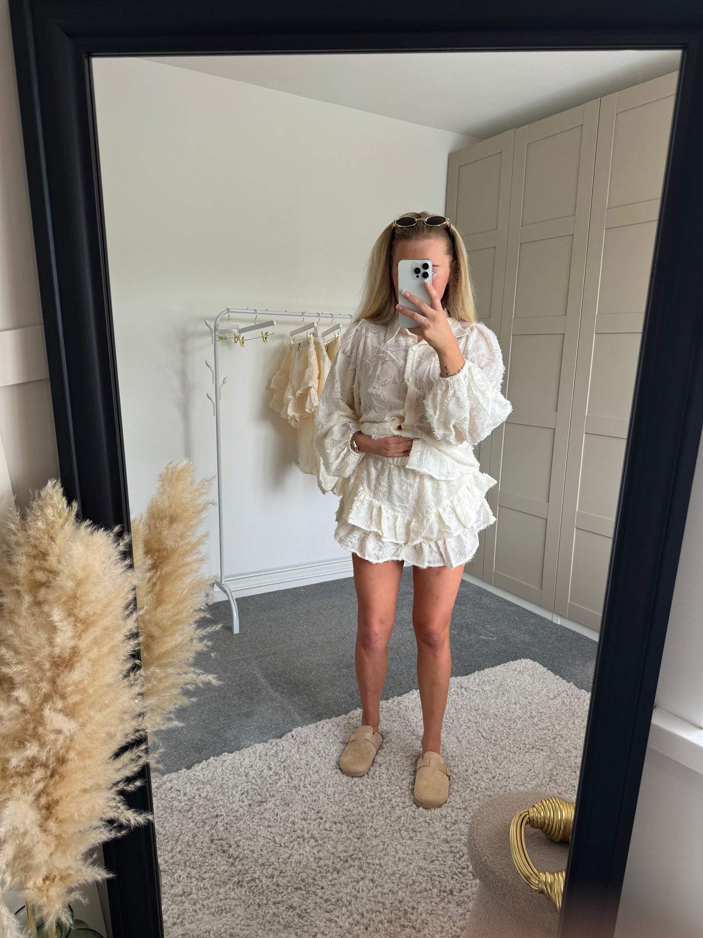 Textured Blouse And Frill Skort Set
