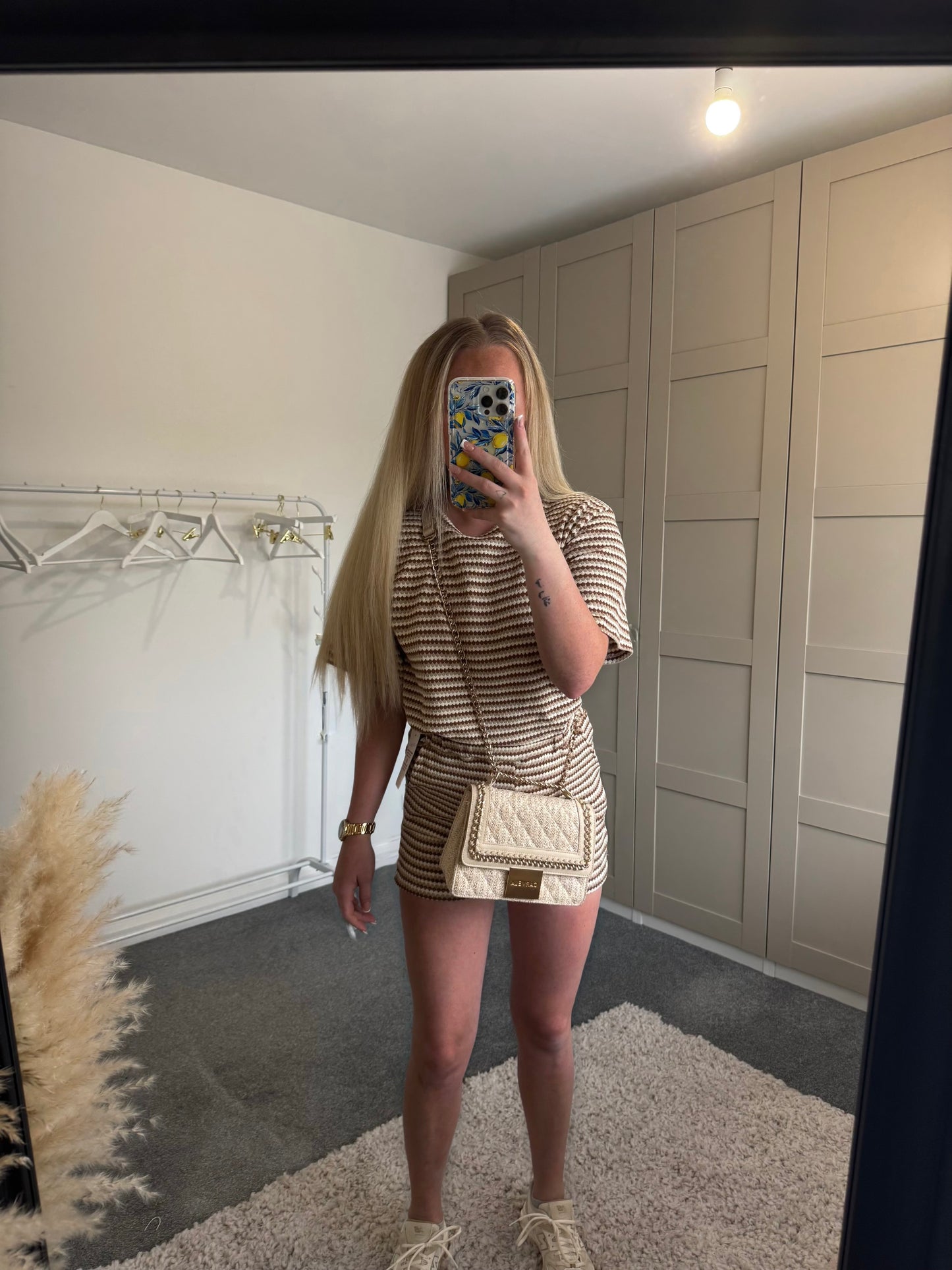 Striped Woven Short Sleeve Top And Shorts Set