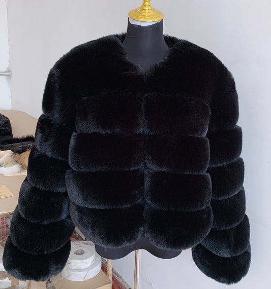 Black faux fur coat (PRE ORDER 12 DAY DELIVERY)